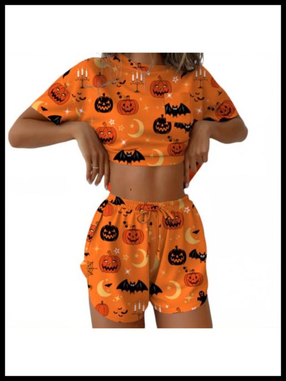 Women's 2-Piece Pajama Set Short Sleeve Split-Hem Lounge Shorts Sleepwear